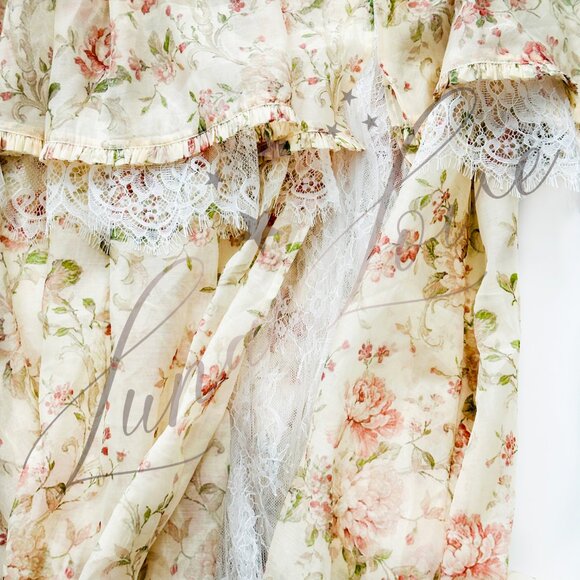 V. CHAPMAN Jolie Corset Ruffle Lace Maxi Gown (size 2) NWT - Picture 6 of 16